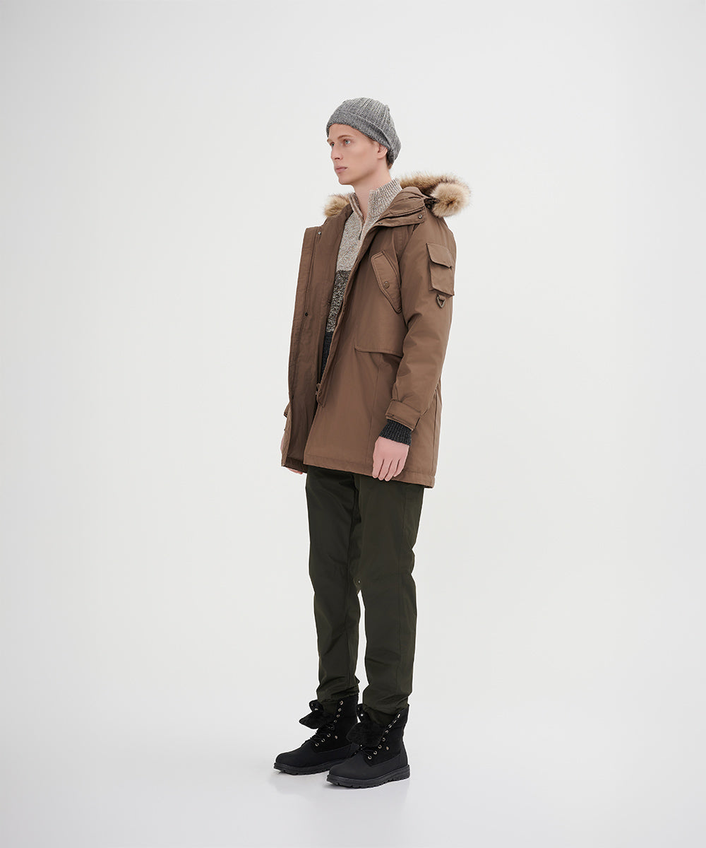 Men's Down Jacket Topped With A Luxurious Fur-Lined Hood - DJ 24007