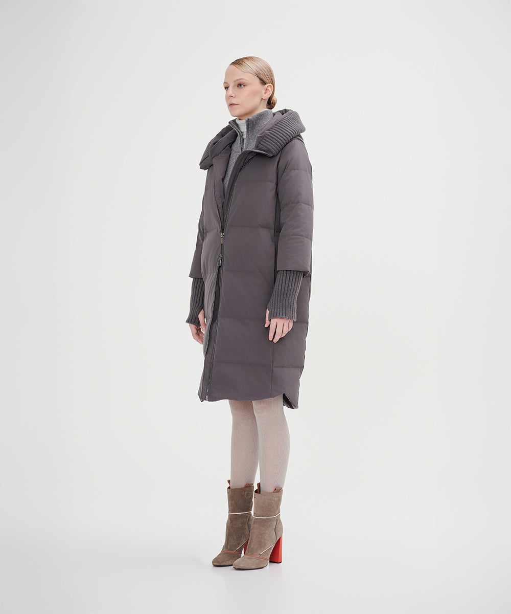 Boxy Down Jacket With Chunky Rib - DJW 24017