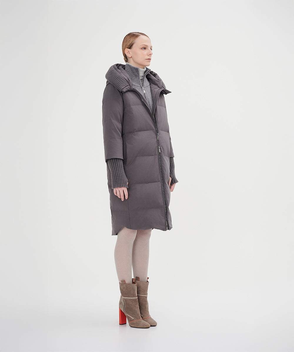 Boxy Down Jacket With Chunky Rib - DJW 24017