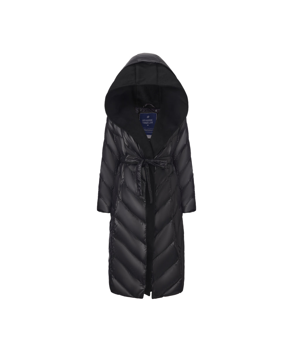 Elegant Quilted Midnight Down Coat - DJW 25023
